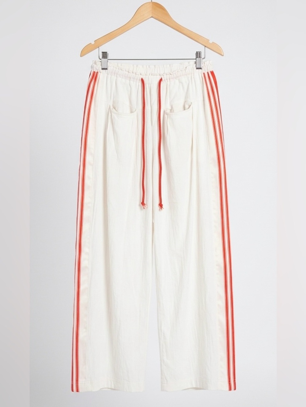 Unbranded Women’s Off-White Track Pants with Red Stripe - Y2K - retro - size M